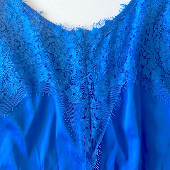 JCL Royal Blue Silky Lace Trim Shorts Pajama Set Sz M/L - Picture 4 of 12